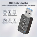 Adaptador inalámbrico USB de 1300 Mbps, adaptador de tarjeta LAN inalámbrica, adaptador de wifi para computadora portátil de escritorio, banda dual de 2.4G/5.8Ghz, compatible con protocolo inalámbrico 802.11Ax, banda dual de 1300M simultáneamente, la ban