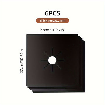 Conjunto de 6 Alfombrillas de Protección para Estufa de Gas 26.92cm x 26.92cm, Reutilizables, Estables a Altas Temperaturas, Seguras y No Tóxicas, Antiadherentes, Fáciles de Limpiar, Accesorios de Cocina