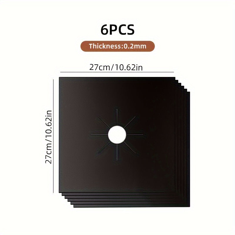 Conjunto de 6 Alfombrillas de Protección para Estufa de Gas 26.92cm x 26.92cm, Reutilizables, Estables a Altas Temperaturas, Seguras y No Tóxicas, Antiadherentes, Fáciles de Limpiar, Accesorios de Cocina