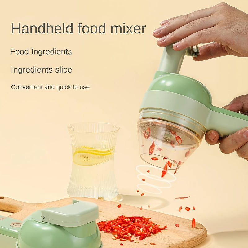 Juego de cortador eléctrico portátil 4-en-1, procesador de alimentos inalámbrico Kitchen God adecuado para frutas, verduras y carnes