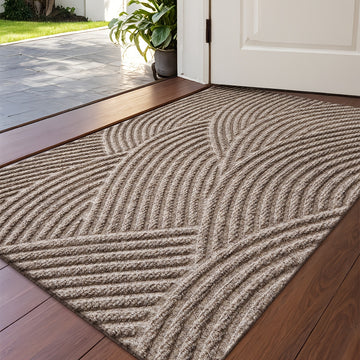 Alfombra de entrada con diseño geométrico simple - Antideslizante, resistente de poliéster para hogar, decoración navideña, solo lavado a mano, regalo de Navidad