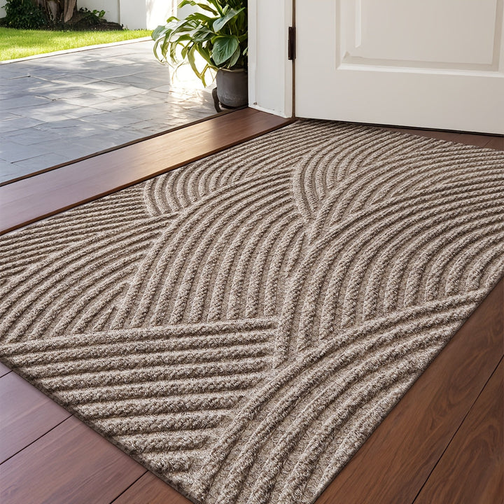 Alfombra de entrada con diseño geométrico simple - Antideslizante, resistente de poliéster para hogar, decoración navideña, solo lavado a mano, regalo de Navidad