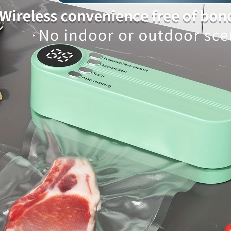 Aspiradora de mano inalámbrica DYFDYF - Sistema de conservación de alimentos automático recargable por USB con extracción e inflado de vacío externo, fuerte succión, bloqueo de frescura bacteriostático, batería de litio de 1200 mAh para uso en cocina y e