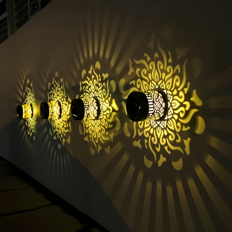 2/4 piezas lámpara de pared solar luz y sombra, luz cálida, IP65, decoración exterior para jardín o puerta principal, farolillo para exteriores