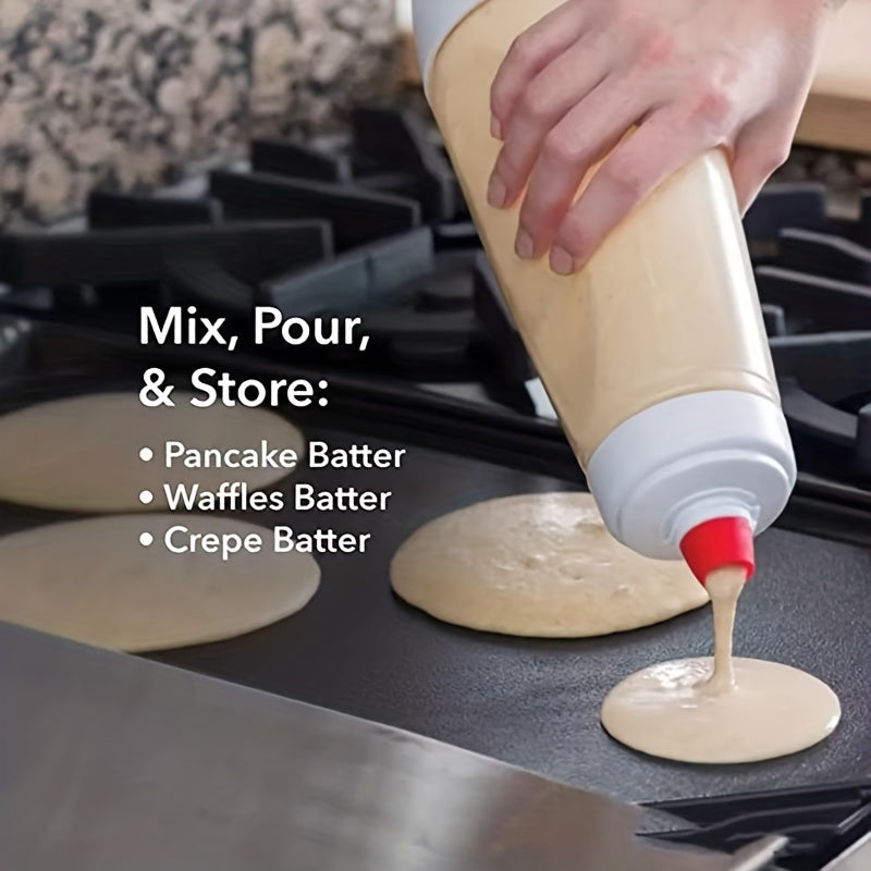 Batidor Manual para Masa de Panqueques con Bola de Batir - Herramienta de Cocina Versátil para Cupcakes, Waffles, Crepes - Plástico Duradero, No Necesita Electricidad, Seguro para Alimentos, 1 pieza