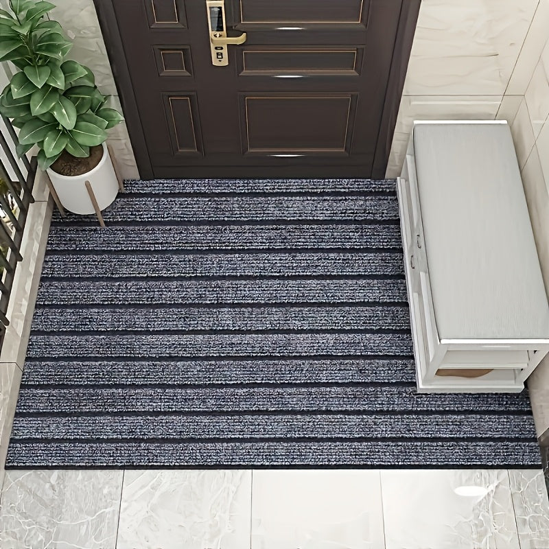 Alfombra de Entrada Antideslizante a Rayas Duradera para Exteriores Fácil de Limpiar y Cortar al Tamaño Diseño de Siete Rayas, Tapete para Balcón y Pasillo, Alfombrilla de Cocina, Regalo de Año Nuevo