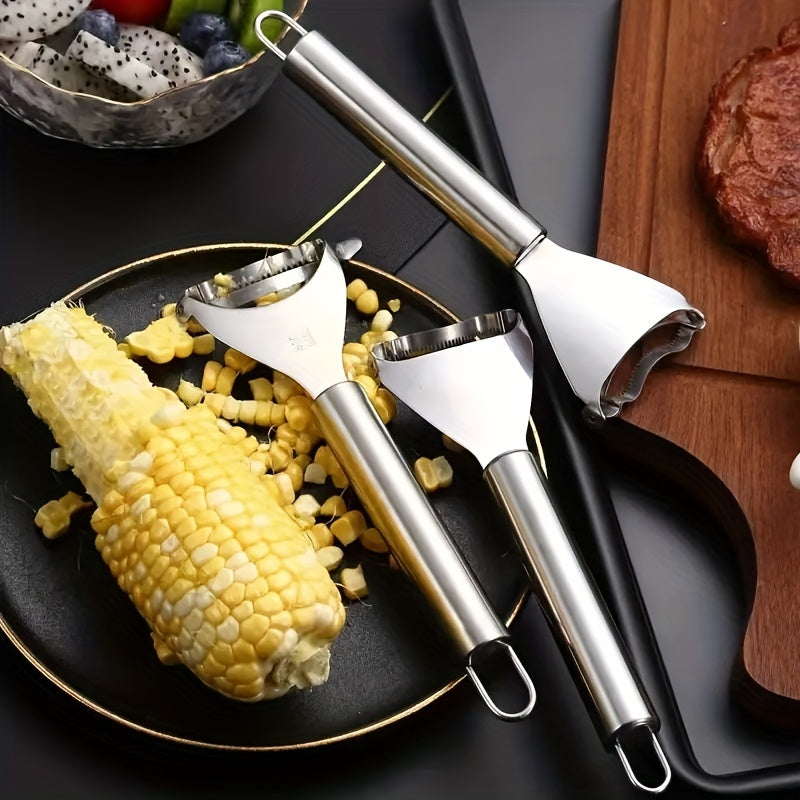 Descorazonador de maíz de acero inoxidable, herramienta pequeña para cocina, cuchillo pelador, separador de granos de maíz, 1 pieza