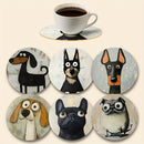 Juego de 6 Posavasos de Madera con Diseño Lindo para Perros, Adecuados para Bebidas, Té y Café, Decoración del Hogar y Comedor, Regalo Ideal para Amantes de los Perros, Familiares y Colegas