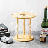 Soporte de vino de madera - Elegante soporte de vidrio invertido con 3 estantes para bar en casa, perfecto para copas y botellas, acabado de madera rústica, almacenamiento de botellas de vino | Accesorio de bar elegante | Construcción de madera