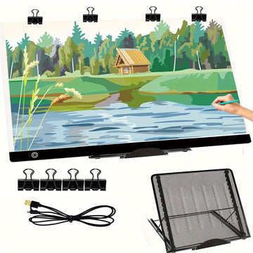 Tablero de Pintura de Diamante Extra Grande con Luz, Tableta de Trazado LED, Kit de Tabla de Dibujo LED para Anime y Adornos de Diamantes, Incluye Soporte y Clips - Kits Esenciales de Arte de Diamantes y Accesorios