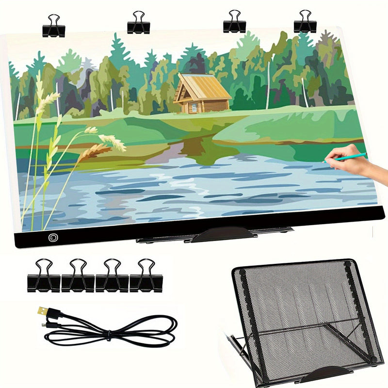 Tablero de Pintura de Diamante Extra Grande con Luz, Tableta de Trazado LED, Kit de Tabla de Dibujo LED para Anime y Adornos de Diamantes, Incluye Soporte y Clips - Kits Esenciales de Arte de Diamantes y Accesorios