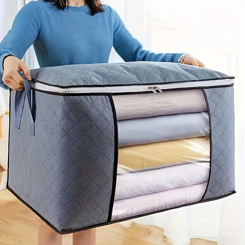 Caja de almacenamiento de ropa de gran capacidad, organizador de ropa plegable de 6/1 con cremallera y tapa, bolsa de almacenamiento de saco de dormir para camping, caja de organización de armario, mango duradero, tejido grueso, adecuado para ropa de cam