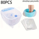 80 Bolsas de Plástico Resistentes para Baño de Pies - Transparente, Uso en Salón y Hogar - Cubiertas Desechables Higiénicas para Pedicura, Sin Necesidad de Electricidad - Accesorios para Spa, Hotel, Remojo de Pies, Diseño Transparente, Fácil Limpieza, Ma