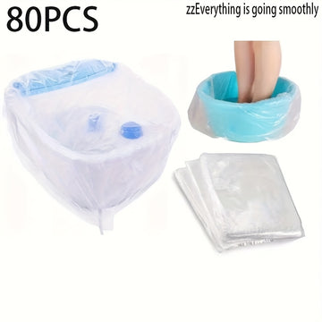 80 Bolsas de Plástico Resistentes para Baño de Pies - Transparente, Uso en Salón y Hogar - Cubiertas Desechables Higiénicas para Pedicura, Sin Necesidad de Electricidad - Accesorios para Spa, Hotel, Remojo de Pies, Diseño Transparente, Fácil Limpieza, Ma