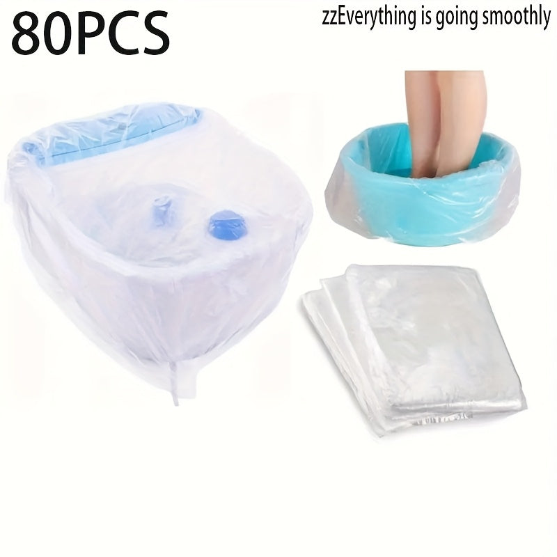 80 Bolsas de Plástico Resistentes para Baño de Pies - Transparente, Uso en Salón y Hogar - Cubiertas Desechables Higiénicas para Pedicura, Sin Necesidad de Electricidad - Accesorios para Spa, Hotel, Remojo de Pies, Diseño Transparente, Fácil Limpieza, Ma