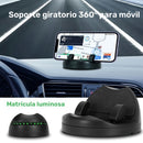 Soporte de teléfono giratorio de 360°, montaje redondo de salida de aire acondicionado de ABS, soporte de teléfono para automóvil impermeable con placa de números luminosos, montaje estable de cabeza para coches