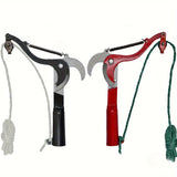 Tijeras de poda de rama de alta montaña - Eficientes tijeras telescópicas de rama alta para la recolección de árboles frutales, poda de árboles y uso agrícola - Mango ergonómico negro con anclaje de cuerda verde, hoja de acero aleado duradera, no necesit