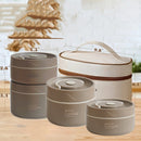 1 Juego de Tupper y Bolsa de Almuerzo - Disponible en Múltiples Colores - 4 Capas de Tupper de Acero Inoxidable + 1 Bolsa Aislada, Tupper Aislado Sellado, Adecuado para Escuela, Oficina, Camping al Aire Libre y Uso en Casa, Seguro para Microondas