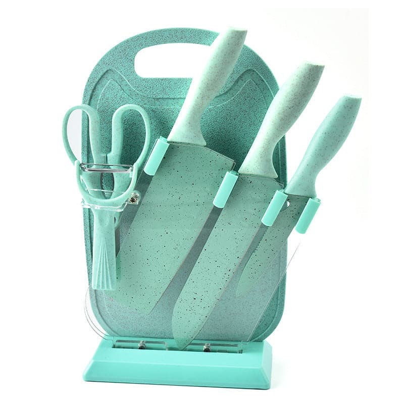Set de 5 piezas de Cuchillos Con Base y Tabla