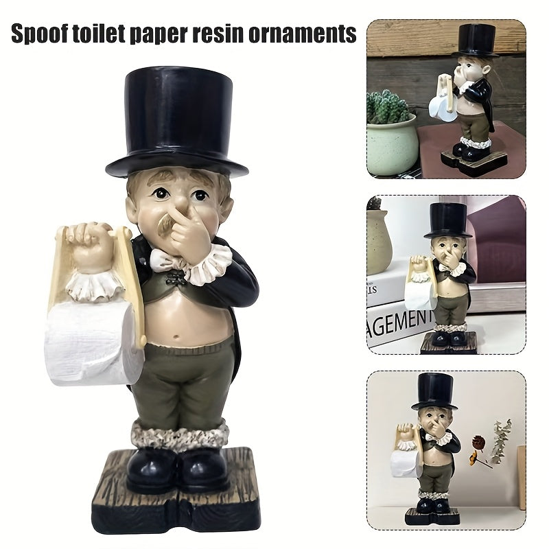 Soporte para Pañuelos de Resina de Inspiración Vintage Chic - Dispensador de Papel de Cocina Decorativo Minimalista Moderno para Baño, Cocina y Sala de Estar - Diseño Elegante de Caballero, No Necesita Energía