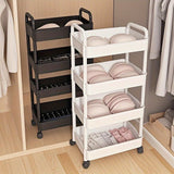 Carrito de Almacenamiento Rodante 3/4/5 Niveles - Organizador Multiusos de Plástico Resistente con Ruedas, Alta Capacidad y Diseño Estable para Dormitorio, Cocina, Camping, Armario, Despensa, Lavandería - Estante Versátil, Bandejas Amplias, Mango Telescó