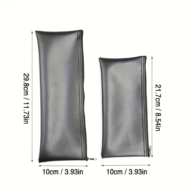 Bolsa de almacenamiento de micrófono de cuero sintético negro con cremallera - Estuche protector de choque para micrófonos inalámbricos y con cable, diseño compacto para un fácil transporte, estuche de almacenamiento de micrófono, cierre de cremallera se