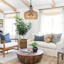 Lámpara de Techo Boho de Granja de 3 Luces con Pantalla de Ratán Tejido – Aplique de Lámpara Costera para Comedor, Cocina, Dormitorio, Pasillo de Isla – Base E26, Acabado Metálico, Lámparas de Techo para Comedor