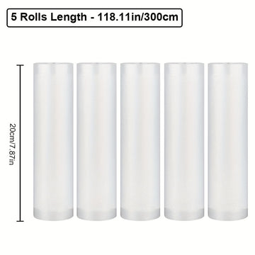 5 piezas de Bolsas de Sellado al Vacío de 3m de Longitud, Material PE+PA, Longitud Personalizable para Conservación de Alimentos, Cocina Sous Vide y Almacenamiento en Gran Cantidad, Rango de Temperatura -4°F a 230°F, Uso Único, Sellador al Vacío de Alime