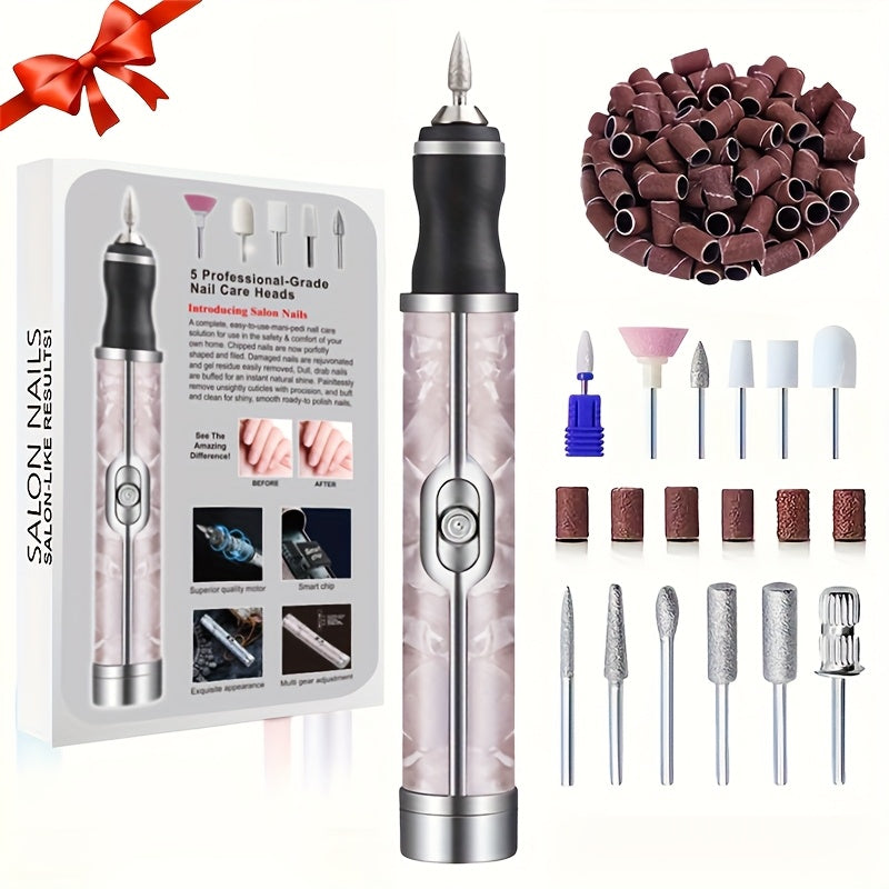 Lima eléctrica para uñas, kit profesional de manicura, herramienta para esmaltado de uñas con 18 cabezales reemplazables, ideal para cuidado de pies, pulido y remoción, regalo para mujeres, regalo para el Día de la Madre