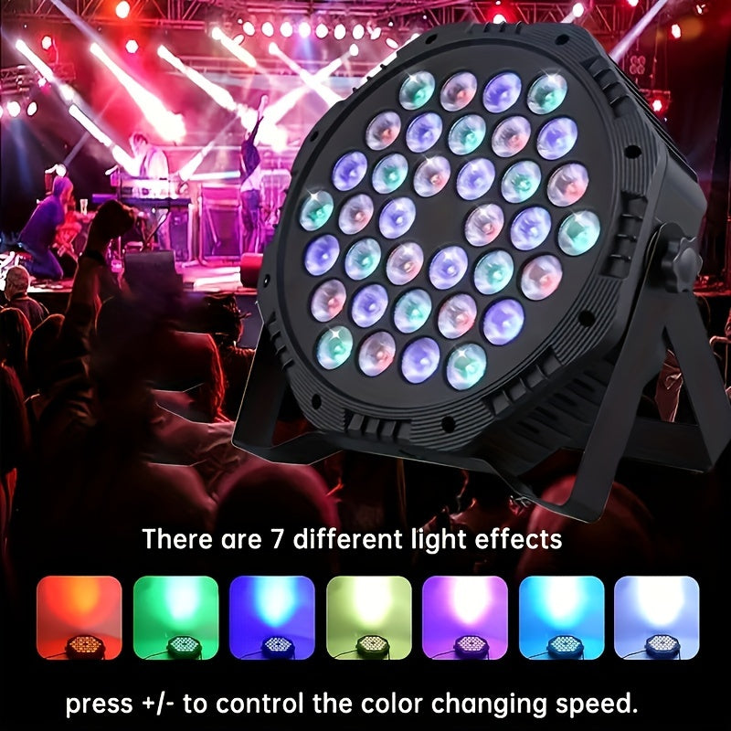 1pc Luz Par DJ RGB de 36 LED - Control Remoto Inalámbrico - Colores Vibrantes para Bodas, Cumpleaños, Navidad, Espectáculos de Música, Fiestas de Baile