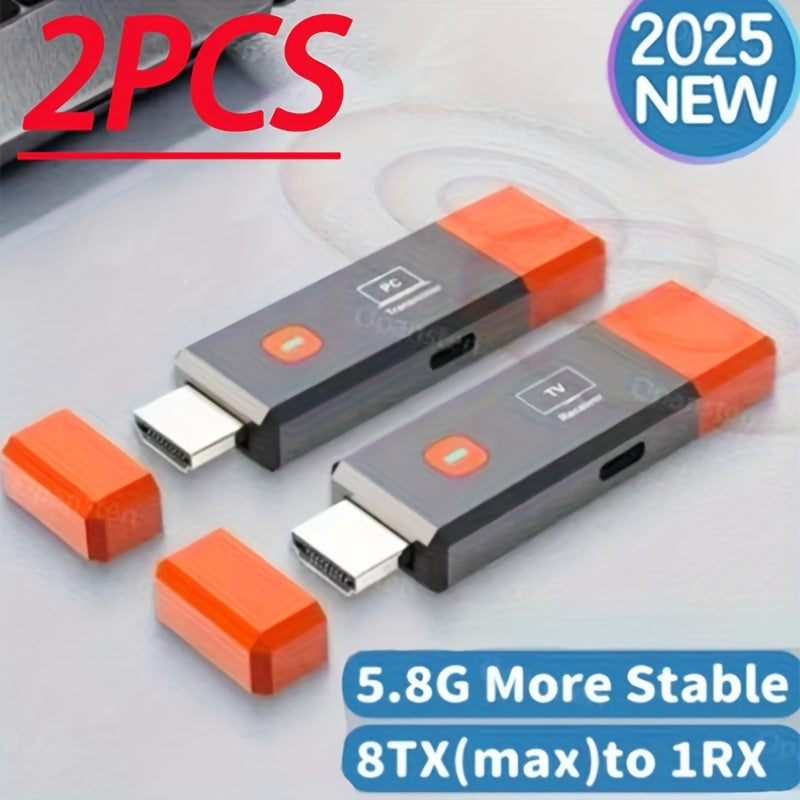 Transmisor y receptor inalámbricos de HDTV 1080P 60Hz 50m 8TXs a 1RX Adaptador de dongle de TV inalámbrico para cámara, portátil, PC, proyector, monitor, enchufe y juego 2.4G/5.8G de baja latencia para decodificación de 4K, entrada 1080P, salida