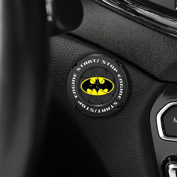 1 pieza de WB Batman, tapa de botón de arranque de coche, diseño redondeado giratorio, adecuado para botón de arranque/parada, mejora duradera de plástico interior, diseño de patrón audaz | Estuche protector duradero de plástico