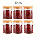 4/6/12 Piezas de Tarros de Vidrio para Especias, Hechos de Material Transparente de Borosilicato Alto con Tapas de Bambú Selladas, Contenedores Portátiles para Almacenar Té, Café en Grano, Azúcar, Dulces, Galletas y Utensilios de Cocina