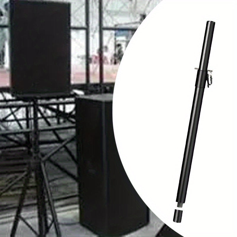 Poste de Altavoz Metálico Ajustable en Altura con Varilla Roscada M20 y Conector Jack de 35mm - Extensores Negros Resistentes para Subwoofers, Montaje Fácil para Sonido En Vivo y Actuaciones Escénicas