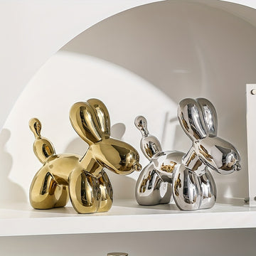 1pc Estatua De Perro Globo De Electrochapado, Estilo Nórdico Simple, Lujo Ligero, Perro Globo Creativo Electrochapado, Sala De Estar, Hogar, Mueble De TV, Mesa De Té Decorativa, Escritorio, Pequeña Decoración, Sentido De Alto Nivel