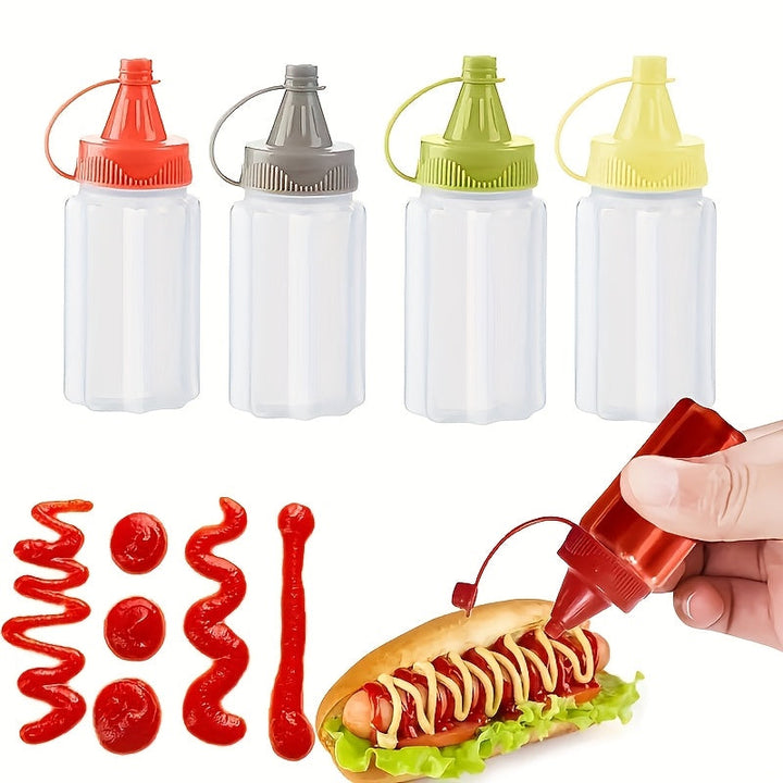 4 botellas mini portátiles para salsas - Duraderas, a prueba de fugas y fáciles de exprimir, ideales para loncheras, picnics y aventuras al aire libre