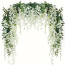 4 paquetes de 72 pulgadas (182,88 cm) de flores colgantes artificiales blancas de wisteria - Guirnalda de vino para arco de boda, fiesta, jardín, decoración del hogar - Perfecto para el Día de San Patricio, Pascua, primavera y verano, decoración al aire