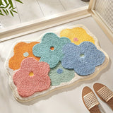 Alfombra de Baño Floral Extra Suave y Absorbente, Antideslizante y Cómoda de Poliéster para Suelo, Lavabo, Bañera, Ducha - Ideal para Decoración de Primavera y Regalo de Navidad, Decoración Navideña