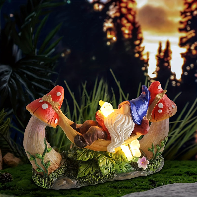 1 Estatua De Gnomo De Jardín Al Aire Libre, Figura De Gnomos Solares Tumbados En Una Hamaca Con Pájaros Y Setas, Decoración De Jardín Al Aire Libre Para Patio, Porche, Regalos De Jardín Para Mamá/abuela/mujer