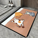 Alfombra Antideslizante De Caricatura De Gato Lindo, Absorbente Y Lavable Para Entrada, Sala De Estar, Cocina, Baño, Decoración De Hogar Duradera De Poliéster