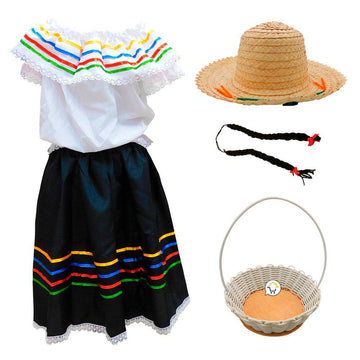 Traje Típico Niña Disfraz Feria Flores x5 Piezas ET00008