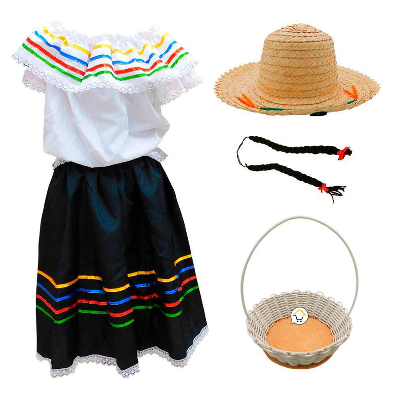 Traje Típico Niña Disfraz Feria Flores x5 Piezas ET00008