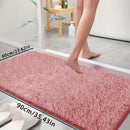 Alfombrilla de baño de lana coral ultra suave - Resistente al deslizamiento, absorbente y resistente a la decoloración, con superficie rosada y borde blanco, ideal para decoración del hogar, Navidad y accesorios de baño, alfombrilla de baño de piso