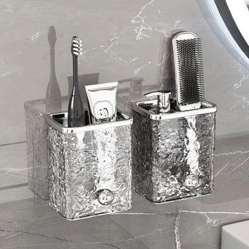 Porta cepillos con diseño de glaciar y ondas de agua, estante de baño sin taladro, caja organizadora para accesorios de maquillaje y artículos de baño