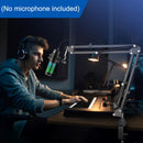 Soporte de micrófono ajustable de acero al carbono con brazo de boom, montaje de choque, pantalla de viento y soporte de filtro de pop - Montaje de escritorio con brazo de tijeras para transmisión en vivo, juegos, transmisión en vivo, grabación de audio