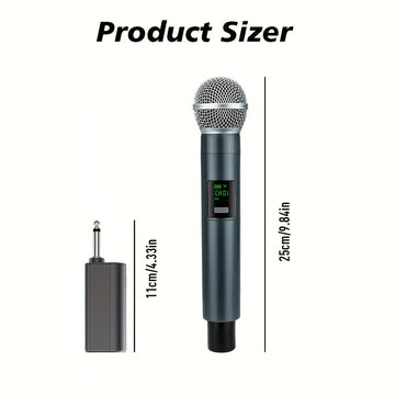 Micrófono sin varillas Dinámico Recargable para Canto de Karaoke, Bodas, DJ y Discursos con Anillo Antideslizante e Incluye Adaptador de 3.5mm