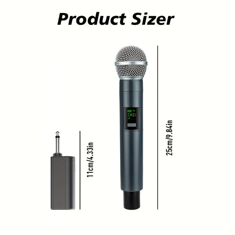 Micrófono sin varillas Dinámico Recargable para Canto de Karaoke, Bodas, DJ y Discursos con Anillo Antideslizante e Incluye Adaptador de 3.5mm
