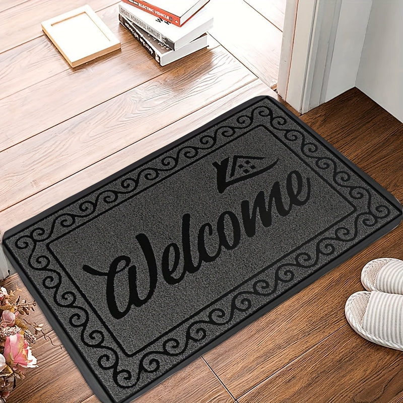 1pieza Alfombrilla de bienvenida duradera - Alfombrilla rectangular de poliéster con respaldo de PVC, lavable en máquina, alfombra de entrada para hogar, oficina, patio, porche y garaje