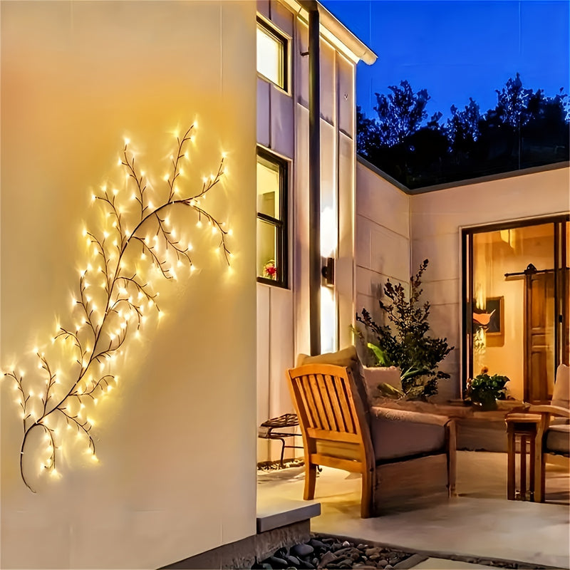 Luces Navideñas Solares de 1 pieza, Luces Flexibles de Vid Suelta para Halloween, Luz de Árbol de Abedul Blanco, Decoración de Árbol de Ratán de 8 Módulos, Luz Exterior para Jardín Hogar Sala de Estar Camping, Fiesta Cumpleaños Ramadán Tira de Luz Extern