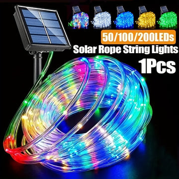 1 unidad de luces solares OKAL RED EAST para exteriores, 6.71/11.89/21.95 metros, 50/100/200 LED, control por botón con 8 modos, decoración para Navidad, Halloween, bodas y fiestas, luces para patio, porche, piscina y árboles, luces colgantes solares par